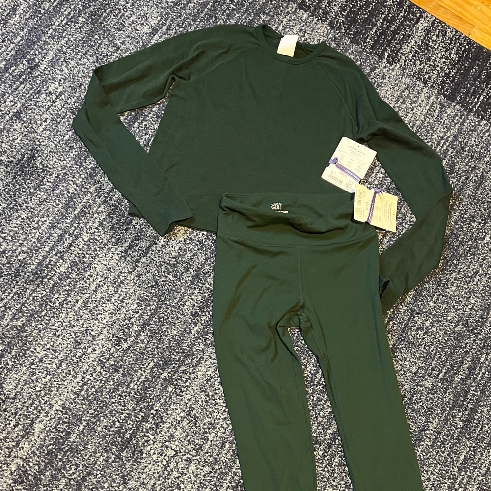 Athleta Girl Dark Green Top and Leggings